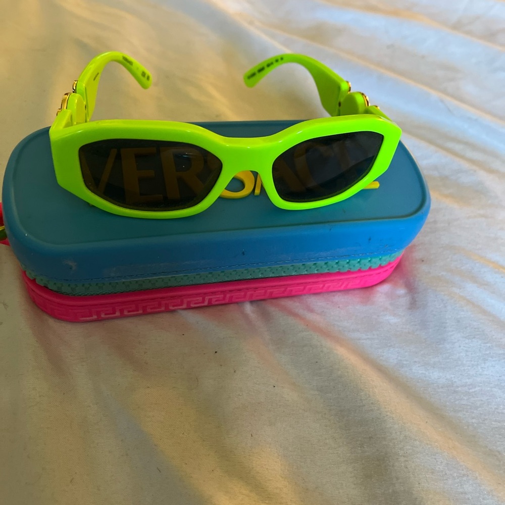 Versace Bright Green Sunglasses with Blue Case
